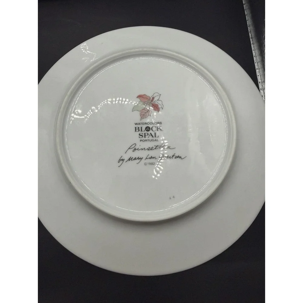 Set Of 3 Salad Plates Block Spal China Poinsettia Pattern Christmas 8